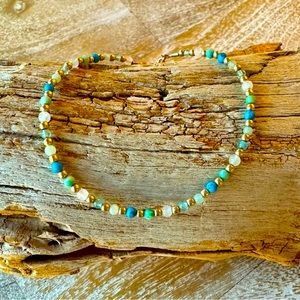 Balance bracelet - 2mm 14k gold filled and semi precious stone beads